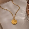 English engraved star round tag necklace, Best friends letter-engraved pendant, stainless steel, simple and artistic style, niche ins basic metal neck accessory Application Scenario
